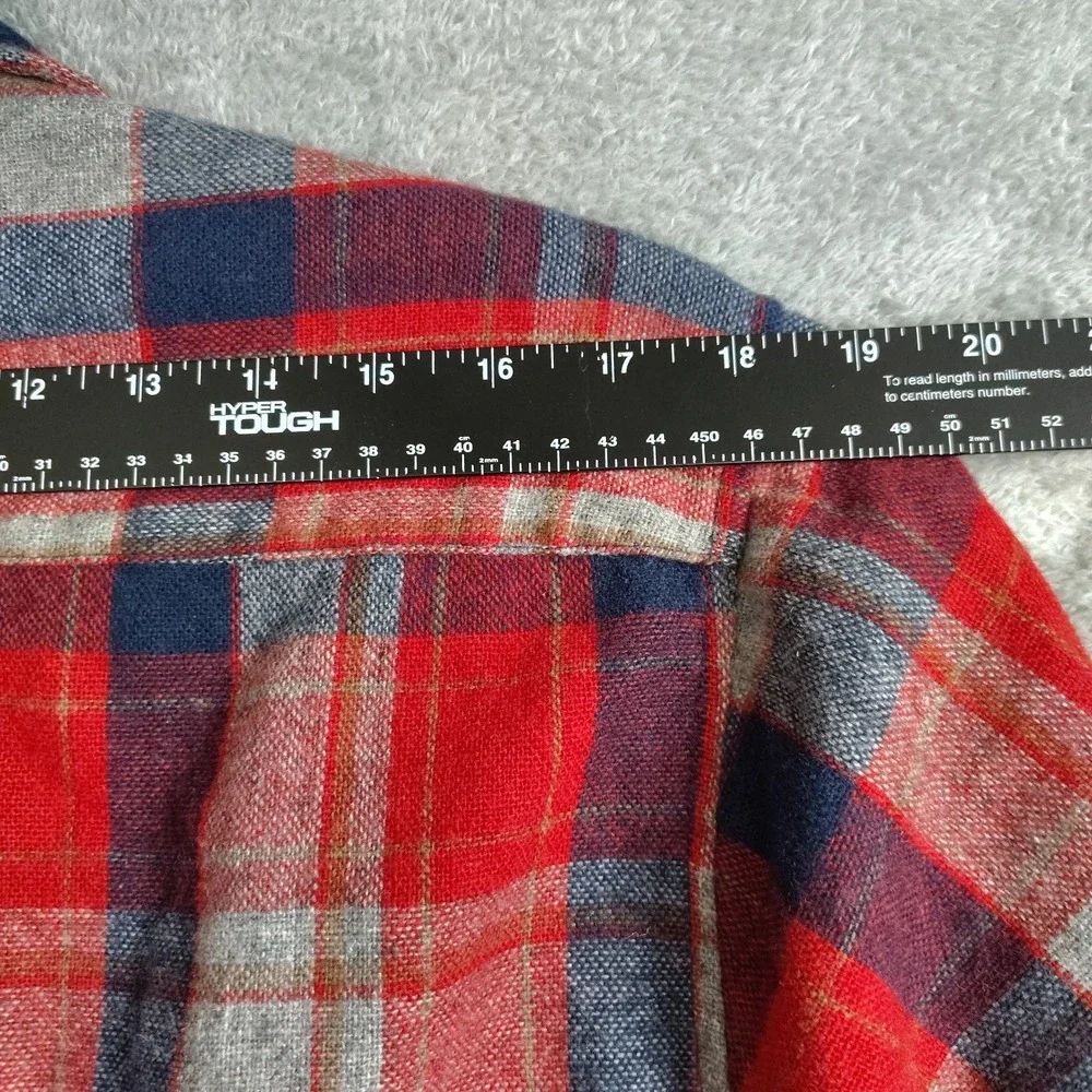 Men's Vintage Wool Blend Flannel Shirt Red Plaid Button Up‎ Lumberjack Gorpcore